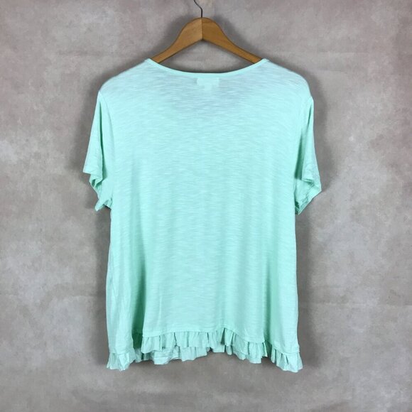 STYLE & CO Mint Green Ruffled Soft T-shirt NEW Petite XL - Picture 6 of 7